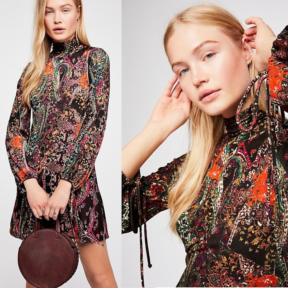 Free People Multicolor Paisley Mini Dress